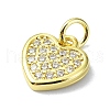Heart Theme Brass Micro Pave Cubic Zirconia Charms KK-H475-56G-04-2