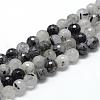 Natural Black Rutilated Quartz Beads Strands G-R447-8mm-03-1