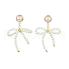 Natural Pearl Beaded Bowknot Dangle Stud Earrings EJEW-TA00321-1