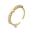 Brass Micro Pave Clear Cubic Zirconia Open Cuff Rings for Women RJEW-F179-07G-2