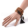 Wood & Tiger Eye Beads Wrap Necklaces NJEW-JN04135-8
