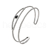 304 Stainless Steel Enamel Eye Shaped Open Cuff Bangles for Women BJEW-M316-02P-1