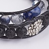 Natural Sodalite and Lava Rock Wrap Bracelet BJEW-JB03612-01-2