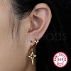 2 Pair 2 Style 925 Sterling Silver Hollow Star Dangle Hoop Earrings Sets for Women EJEW-F317-04G-3