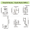 SUNNYCLUE 60Pcs 6 Styles Tibetan Style Alloy Pendants TIBE-SC0001-98-2