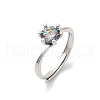Rhodium Plated 925 Sterling Silver Moissanite Adjustable Rings RJEW-U038-12P-4