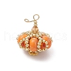 Handmade Glass Seed Beaded & Synthetic Dyed Imperial Jasper Beads Pendants PALLOY-MZ00770-1