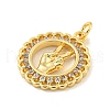 Brass Micro Pave Clear Cubic Zirconia Pendants KK-U007-01G-04-2