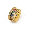 Flat Round Rack Plating Brass Cubic Zirconia European Beads KK-L236-10G-3