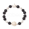 2Pcs Synthetic Turquoise and Natural Lava Rock Beads Stretch Bracelets for Men Women BJEW-JB11824-3