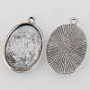 Tibetan Style Antique Silver Alloy Flat Oval Pendant Cabochon Settings X-TIBEP-M022-37AS-2