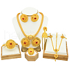 Flat Round Alloy Pendant Necklace & Stud Earring & Cuff Bangle & Ring & Hair Fork & Frontlet FS-WG4845C-02-1