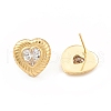 Clear Cubic Zirconia Heart Stud Earrings EJEW-L231-69G-2