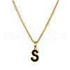 304 Stainless Steel Black Enamel Initial Pendant Twisted Chain Necklaces WG978E8-19-2