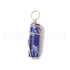 Dyed Synthetic Imperial Column Copper Wire Wrapped Pendants PALLOY-JF03490-3