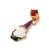 Christmas Theme Brass Micro Pave Cubic Zirconia Pendants KK-C076-27G-01-2