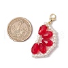 Orange Glass Pearl & Glass Beads Pendant Decorations HJEW-TA00336-02-3