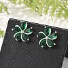 Flower Brass Micro Pave Cubic Zirconia Stud Earrings for Women EJEW-G428-28A-01-3