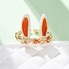 Zinc Alloy Enamel Adjustable Open Cuff Rings for Women RJEW-U058-03G-2