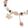 Natural Garnet & Strawberry Quartz and Shell Pearl Beads Stretch Bracelets BJEW-JB11821-3