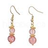 Round Cherry Quartz Glass Dangle Earrings EJEW-JE06467-2