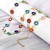 Brass Colorful Enamel Donut Link Chain Necklaces for Women NJEW-D314-04G-3