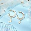 Mother's Day Jewellery Moon & Star Natural Pearl Dangle Half Hoop Earrings EJEW-JE05895-01-2