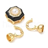 Flower Brass Micro Pave Clear Cubic Zirconia Fold Over Clasps KK-U059-43G-2