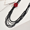 Elegant Plastic Mmulti-layer Beaded Red Flower Pendant Necklaces for Women QQ0042-4