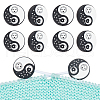  8Pcs Round with Sun and Moon Food Grade Eco-Friendly Silicone Focal Beads  SIL-NB0001-46-1
