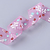 Flower Pattern Printed Polyester Organza Ribbons ORIB-Q034-02-3