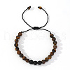 Retro Round Natural Tiger Eye Braided Bead Bracelets for Men BL1324-2-2