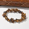 Unisex Chip Natural Tiger Eye Beaded Stretch Bracelets X-BJEW-S143-02-7