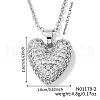Elegant Romantic Heart Brass Micro Pave Clear Cubic Zirconia Pendant Necklace for Women XT9950-2-1