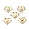 Brass Micro Pave Clear Cubic Zirconia Connector Charms KK-E068-VB350-3