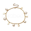 Iron with Shell Pearl Beads Anklet AJEW-AN00610-1