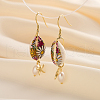 S925 Sterling Silver Shell Shape with Starfish Dangle Earrings EJEW-M096-02G-1