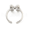 Brass Letter Open Cuff Rings for Women RJEW-G313-01M-P-3
