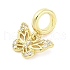 Brass Micro Pave Cubic Zirconia European Dangle Charms KK-D325-21G-02-2
