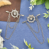 Gorgecraft 2Pcs Helm Zinc Alloy Hanging Chain Brooches with Crystal Rhinestone FIND-GF0006-83P-4