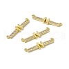 Rack Plating Brass Micro Pave Clear Cubic Zirconia Connector Charms KK-C007-37G-N-1