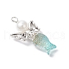 Mermaid-shape Angel Spray Painted Glass Pendants PALLOY-JF03778-4