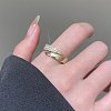 Brass Micro Pave Clear Cubic Zirconia Cuff Rings for Women FS-WGC3917-02-2