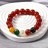 Natural Carnelian Round Beaded Bracelets BJEW-M110-03B-1