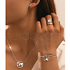 Airplane & Earth 201 Stainless Steel Pendant Necklace & Stud Earring & Cuff Ring & Cuff Bangle Sets FS-WG54043-02-2