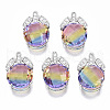 Brass Micro Pave Cubic Zirconia Pendants X-GLAA-N036-01B-1