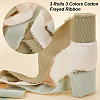 AHADERMAKER 3 Rolls 3 Colors Cotton Frayed Ribbon OCOR-GA0001-85-3