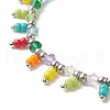 Colorful Glass Seed Beaded Charms Stretch Anklet for Women AJEW-AN00531-2