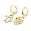Hamsa Hand Real 18K Gold Plated Brass Dangle Hoop Earrings EJEW-L268-040G-04-2
