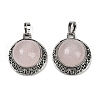 Natural Rose Quartz Half Round Pendants PALLOY-R159-01AS-12-1